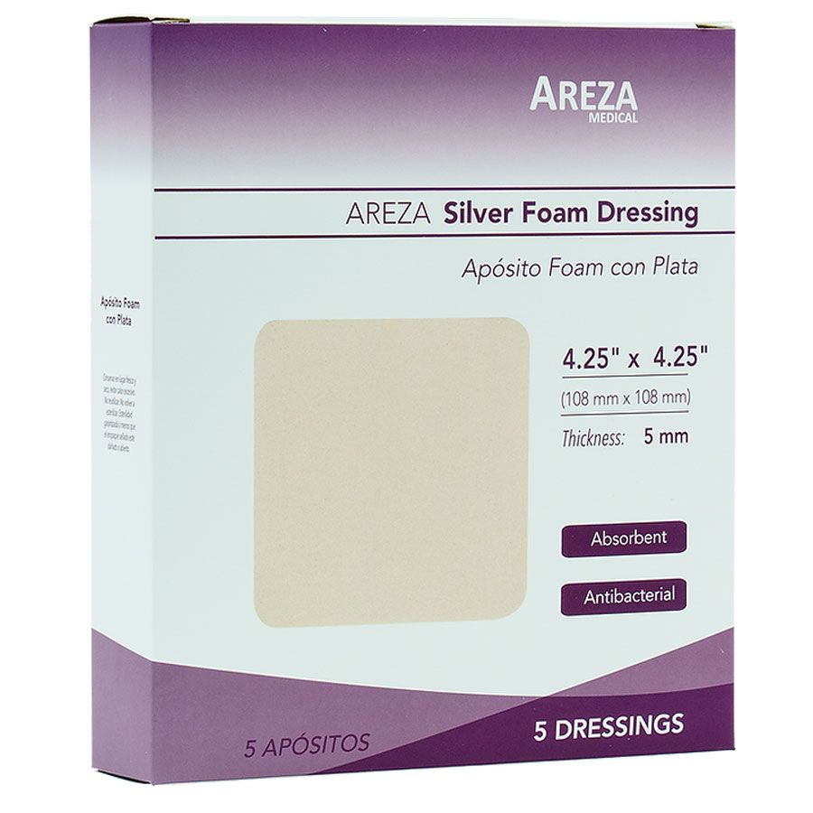 Apósito AREZA Foam con Plata <span style="font-size:12px;">5 piezas</span>