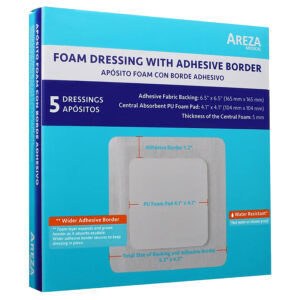 Apósito de Foam con Borde Adhesivo de 16.5cm x 16.5cm Resistente al Agua Areza - DAQ Distribuidora de Apósitos