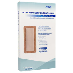 Apósito De Foam De Silicona Ultra-absorbente Con Borde Adhesivo 20.4cm x 10.2cm Areza - DAQ Distribuidora de Apósitos